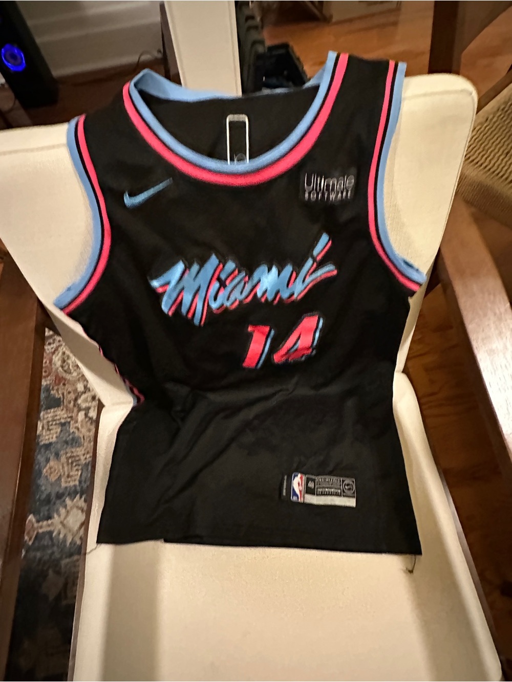 NBA Tyler Herro #14 Jersey - Black with Pink & Light Blue Accents Medium - Picture 4 of 4